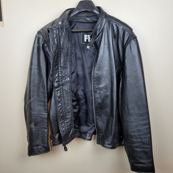 FMC Black 100% Leather Jacket - Picture 1 of 11